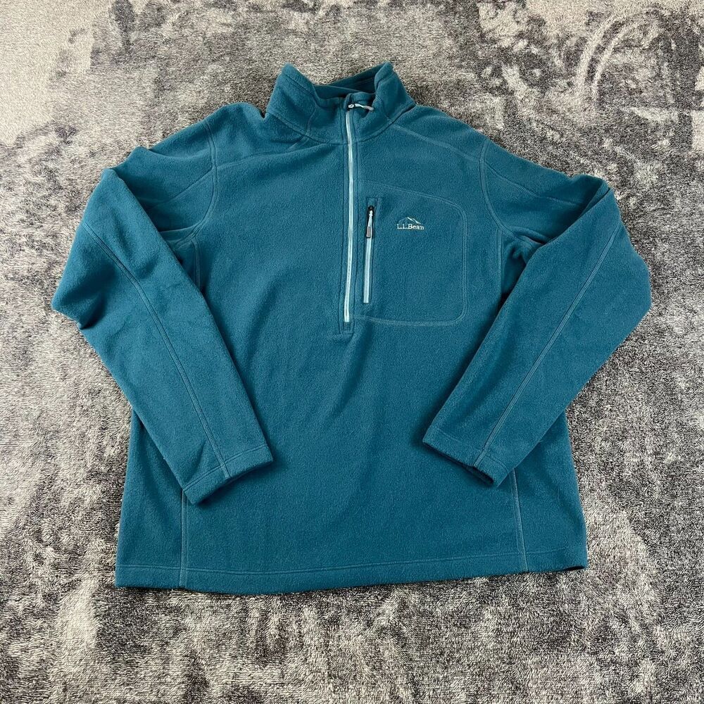 LL Bean Trail Fitness Fleece 1/4 Zip Men's M Blue Pullover Sweater NWT Outdoor